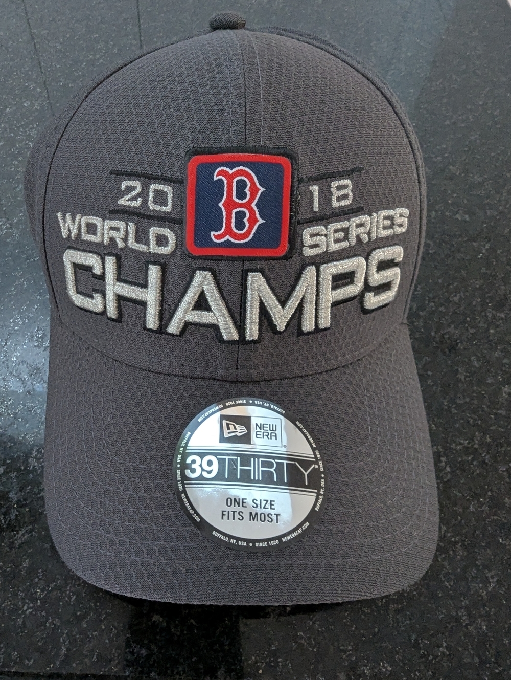 New Era Gray Red & Navy Boston 'CHAMPS' 39THIRTY Cap